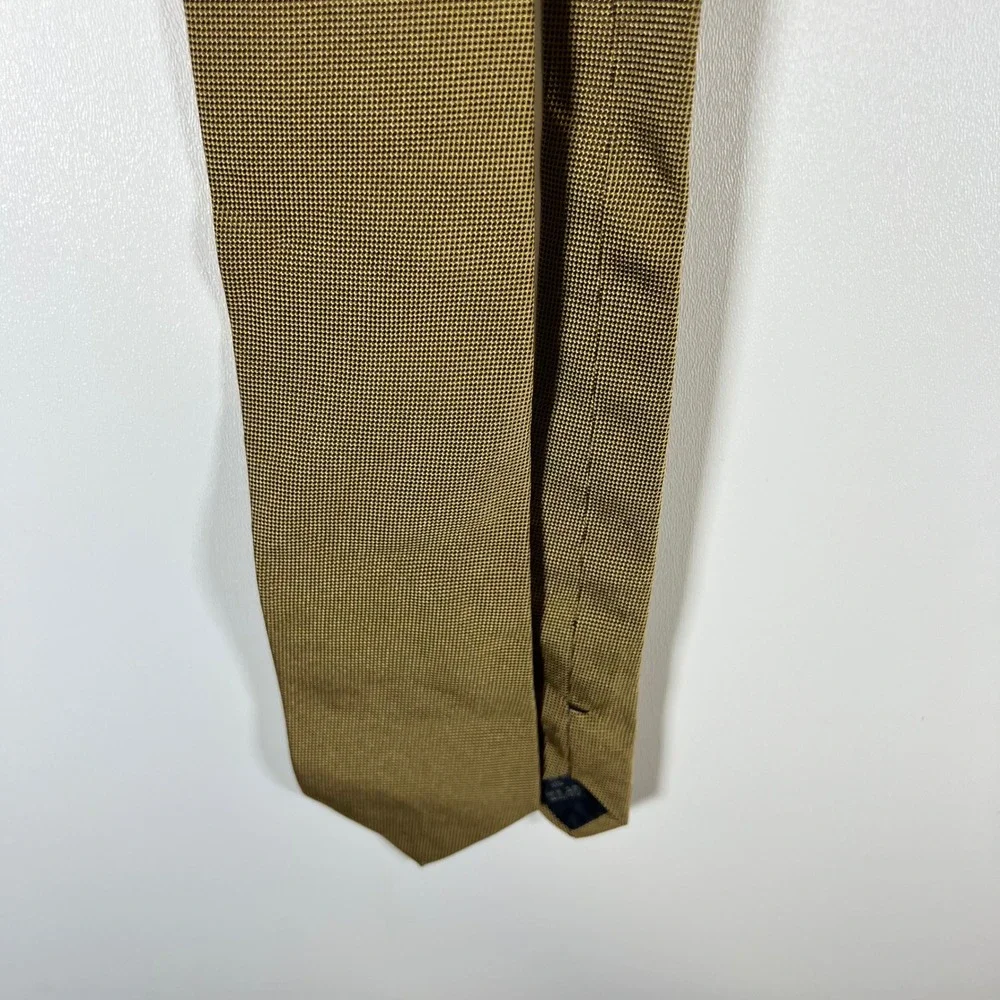 Burberry London Mens Silk‎ Tie Olive Green Gold Micro Pattern Geometric Italy